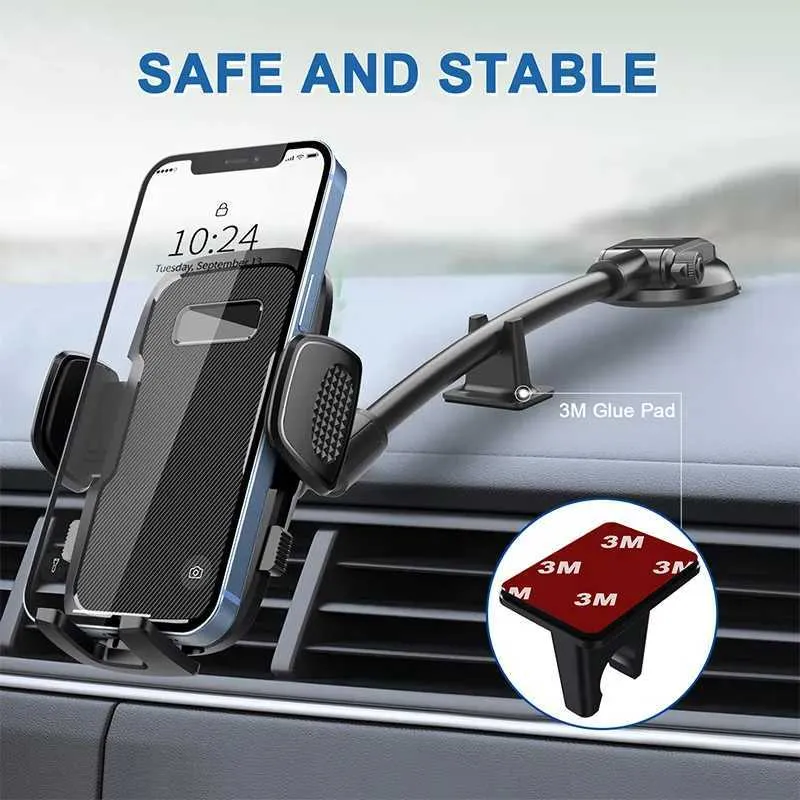 Dashboard Phone Holder for Car【360° Widest View】9in Flexible Long Arm,  Universal Handsfree Auto