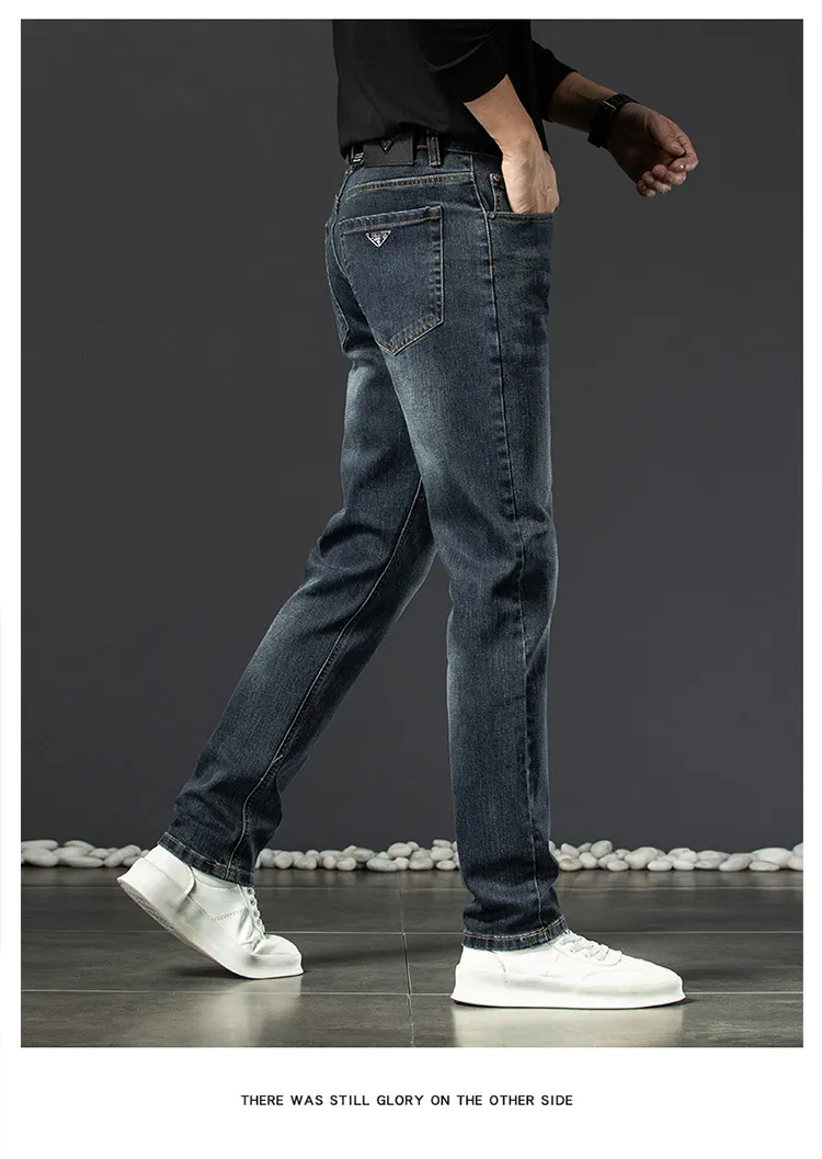 Autumn New Mens Ripped Slim Fit Elasticity jeans men's straight Business Famous classic Casual Trousers Fashiom Brand Designer Jeans