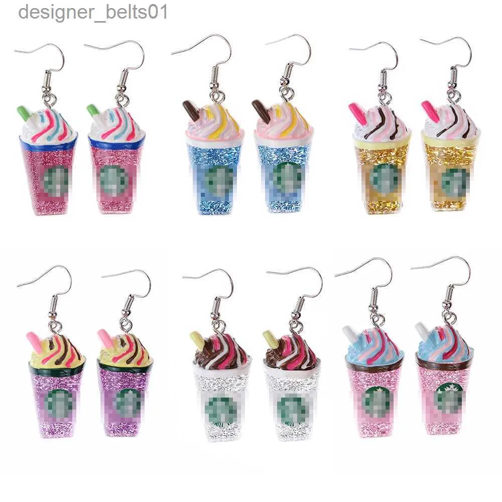 Dangle Chandelier Mujeres creativas Pendiendo resina Drop Funny Custom Custom Lindy Girls Regalo Café Bebida de licor de licor Funda Botella Joyería GiftL231219