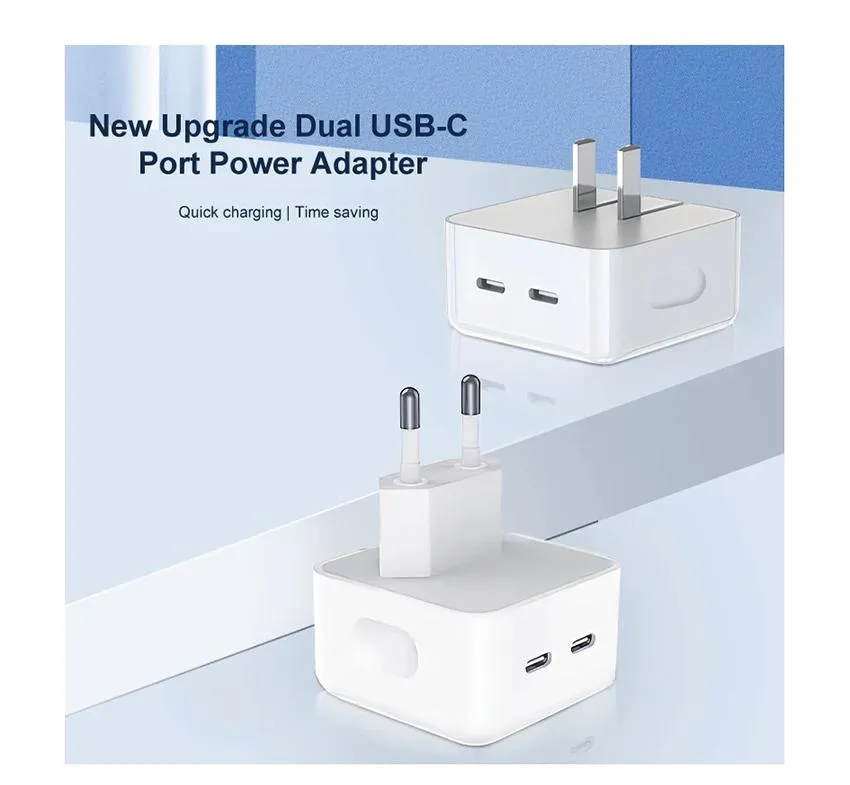 35W Dual USB-C Quick Power Adapter Charge QC3.0 PD  USB Type C PD35W Smart Phone Wall Charging For  iPhone 13 14 Ipad Macbook Max Pro Samsung EU US