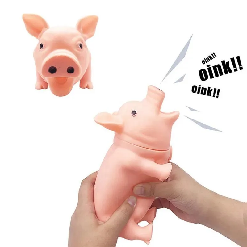 Mastiga 1pc colorido gritando borracha porco animal de estimação provocando rangido mastigar brinquedo filhote de cachorro brinquedo para cães para cães grandes som voz brinquedos do cão