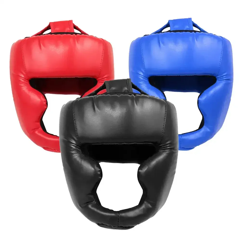 Casco da boxe Pu interamente coperto Bambini Adulti Muay Thai Allenamento Sparring Boxe Copricapo Attrezzatura da palestra Taekwondo Guardia per la testa