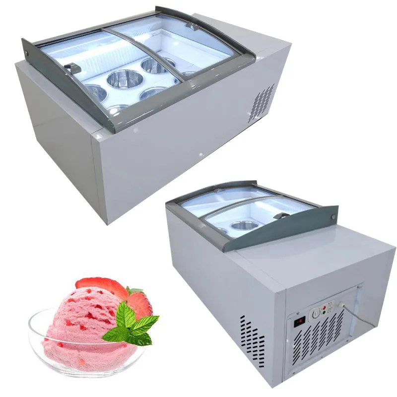 Commercial Hard Ice Cream Display Showcase Electric Ice Cream Freezer