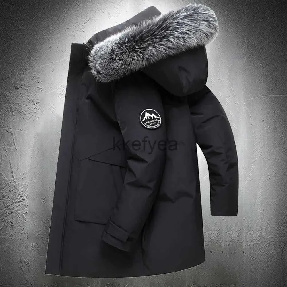 Men's Down Parkas Down Jacket Men Winter Parka Long Men Outdoor Fur Collar Jacket Fashion ClothThicken Overcoat Cold Weather Long Jacket Men J231219