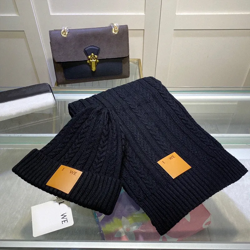 Kadın Şapkalar İçin Tasarımcı Şapka Seti Kış Moda Lüks Şapkalar Çırpmalar Setleri Unisex Erkekler Örme Schal Beanie E6KF#