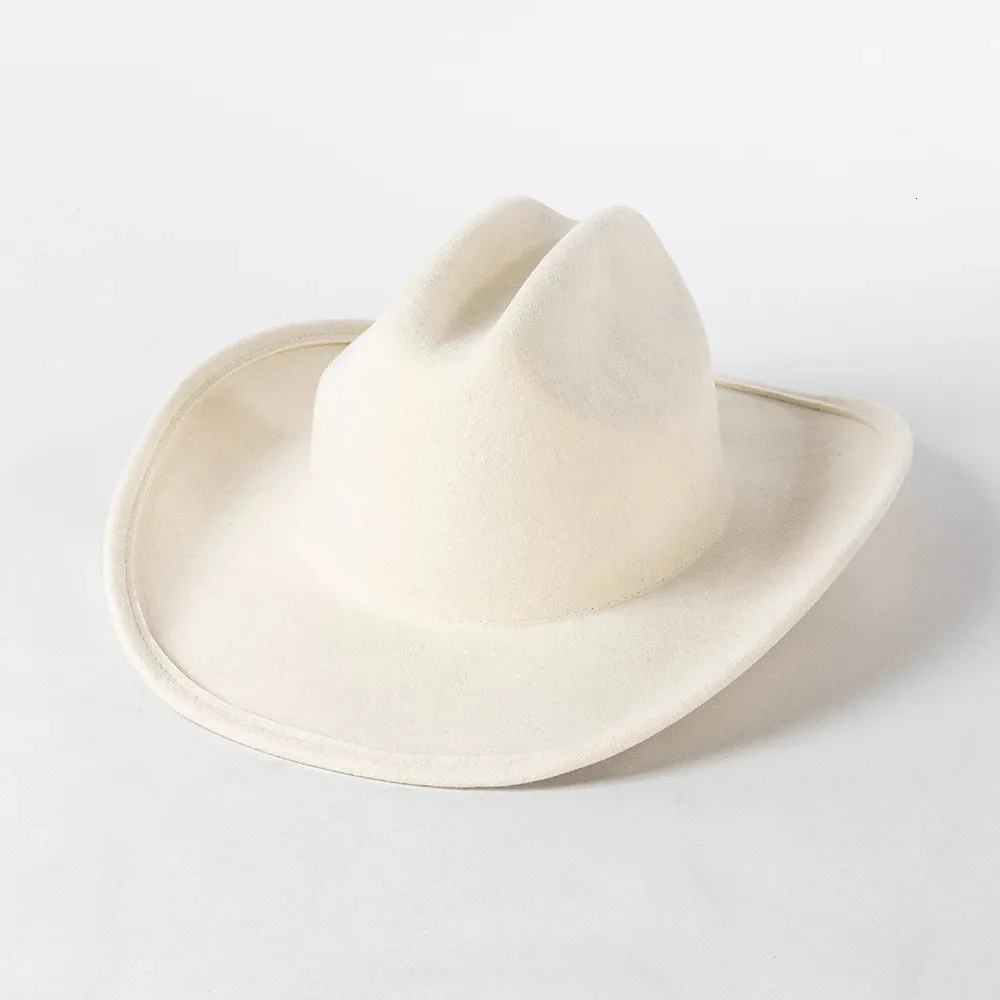 Wide Brim Hats Bucket 100 pure wool Cowboy hat with concave brim for men and women s fashionable 231219