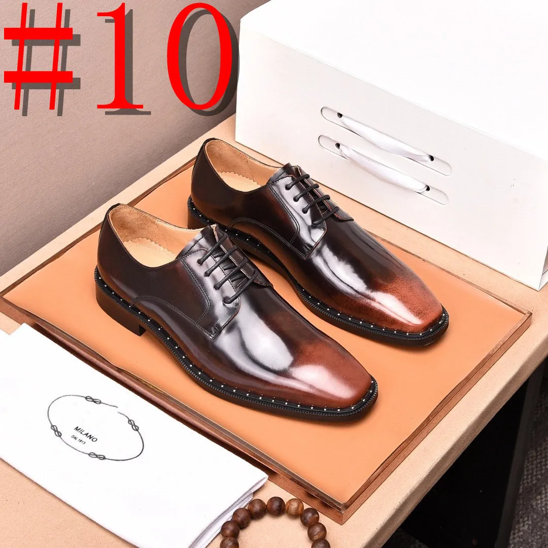 15 Model 2023 Autumn Men's Business Leather Shoes Men's British Low Top Lace-Up Men's Shoes Mode alla matchar ljusa ansiktsdesigner klänningskor