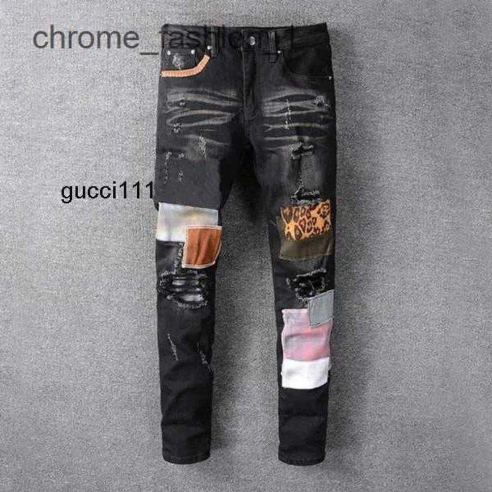 Denim da donna strappato amari stampa amiiri uomo amirl designer jeans amirlies effetto vissuto motociclista slim dritto am per uomo amis esercito imiri moda uomo pantaloni skinny 0AJ1