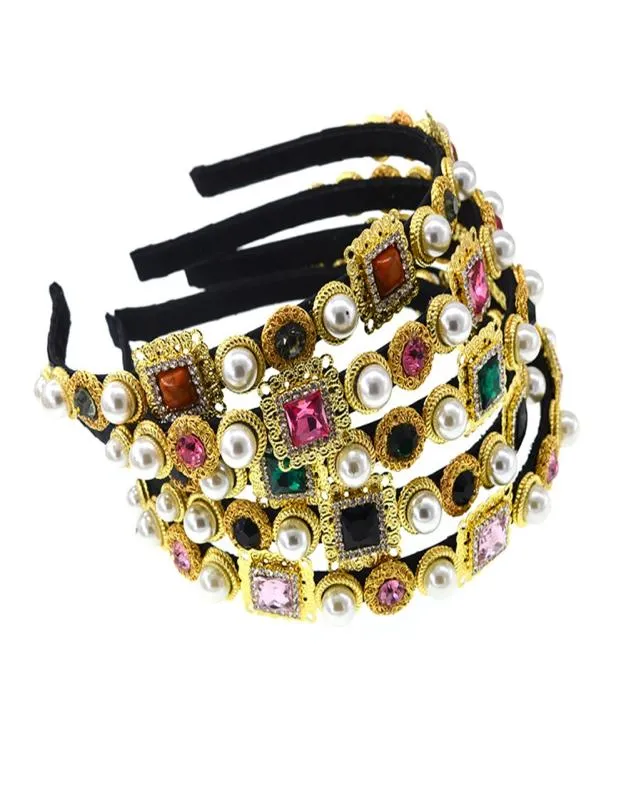 Charm Crystal Women Kafa Bandı Saç Bandı Kristal Rhinestone Saç Band Çember Barok Tiara Lot Oyma Mücevheri Taç Tiara2811556