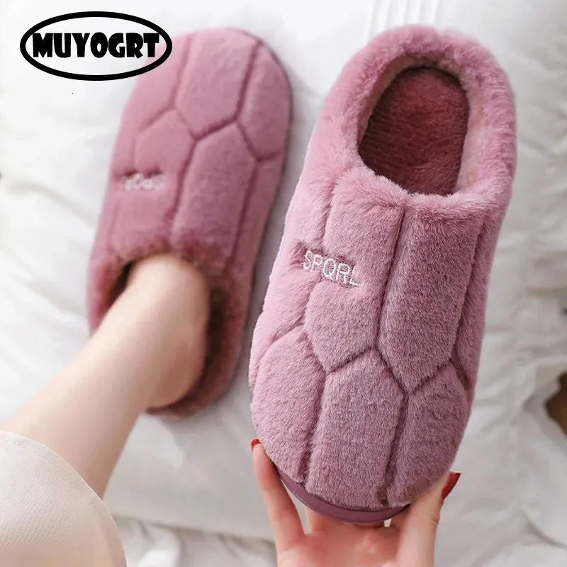 Pantoufles d'hiver pour femmes et hommes, chaussures de maison en fourrure, diapositives moelleuses, pantoufles chaudes en peluche, pour chambre à coucher, en coton, 231219