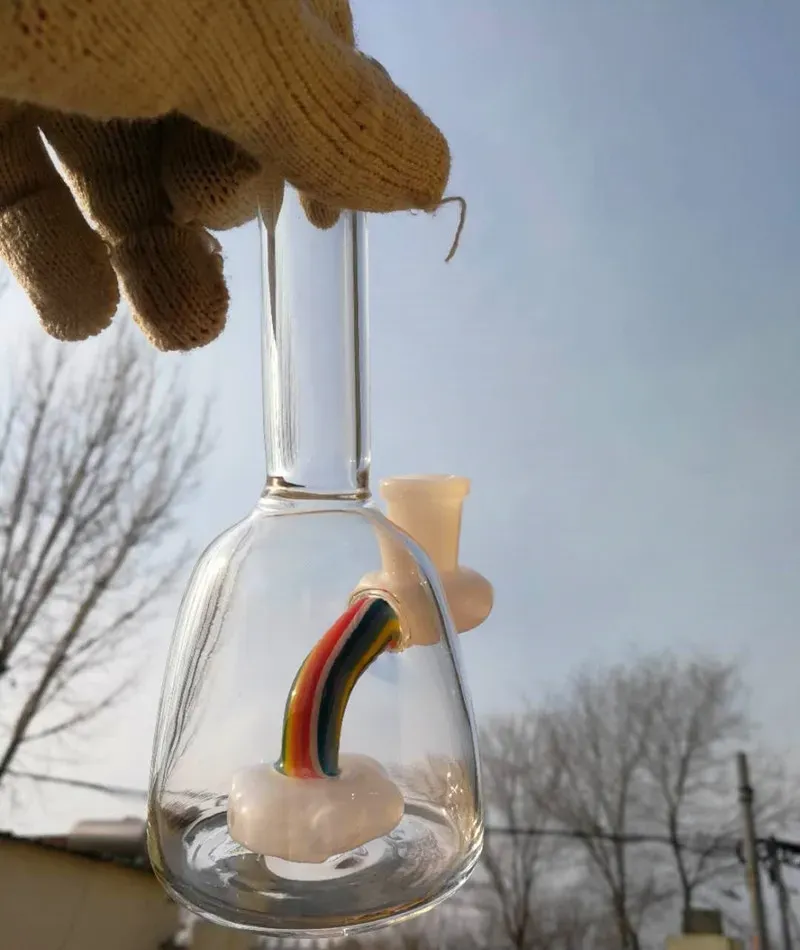 mini rainbow dab rig hookah cloud perc glass water bong unique premium smoking pipe