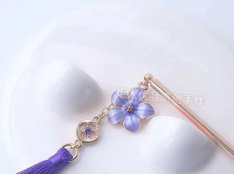 Tiaras Genshin Etki Raiden Shogun Çin Tarzı Saç Çubukları Püskül Çubuk