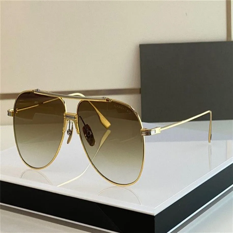 Top K gold men design sunglasses ALKAMX TWO pilot metal frame simple avant-garde style high quality versatile UV400 lens eyewear w258G