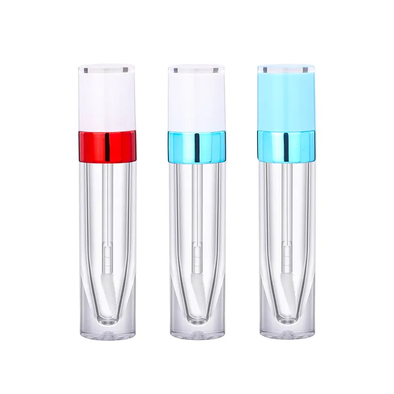 Metallic-Blau-Weiß, leere, transparente Lipgloss-Röhren, 8 ml, Kunststoff-Lippenbalsam-Röhre, flüssiger Lippenstift, Probe-Kosmetikbehälter mit Pinsel