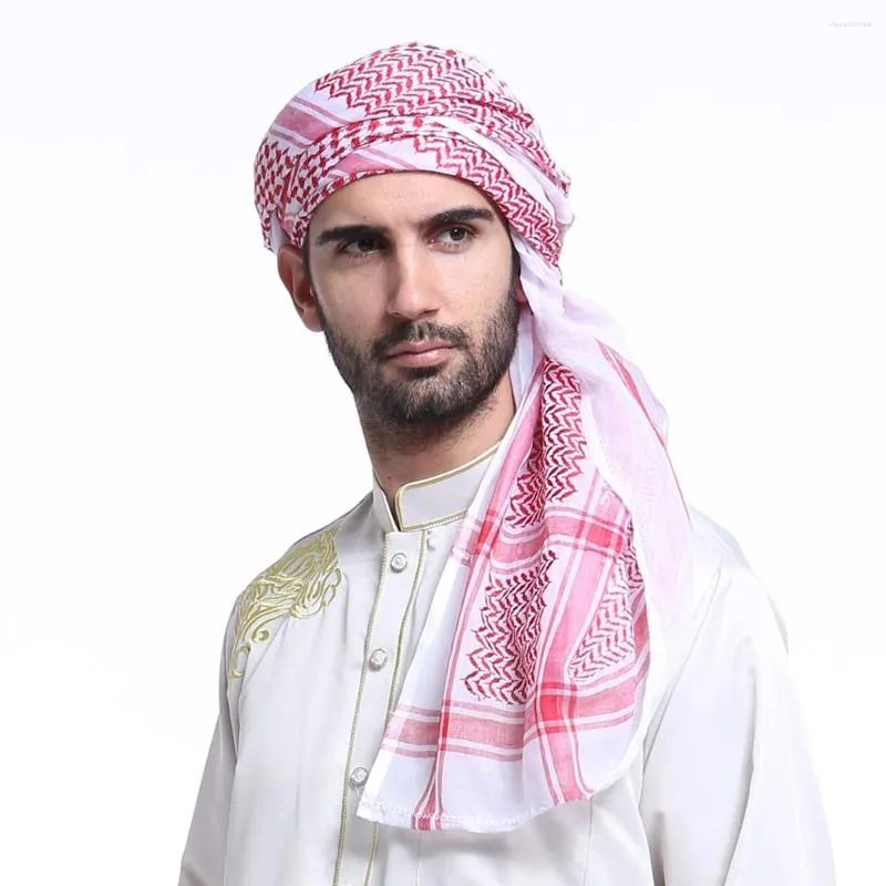 Sciarpe 145/145 cm Copricapo arabo Sciarpa Hijab Foulard islamico Stampa Turbante Copricapo arabo per abbigliamento musulmano da uomo Preghiera