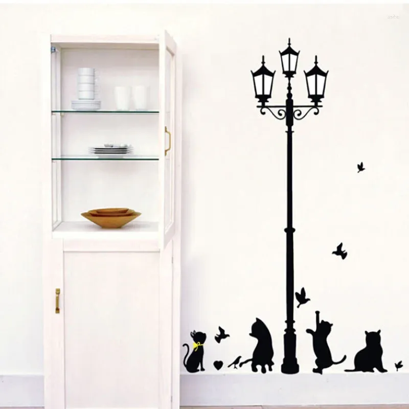 Wall Stickers Street Lamp Butterfly Living Room Bedroom Sofa Background Home Decoration Mural Art Decals Wallpaper