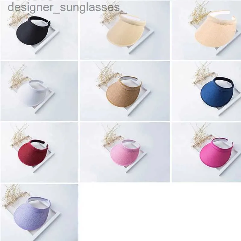 Visiere Frauen Damen Sommer Weben Str Leeres Oberteil Strand C Clip On  Einfarbig Große Breite Krempe UV Schutz Atmungsaktive Sonnenblende  HatL231219 Von 2,4 €