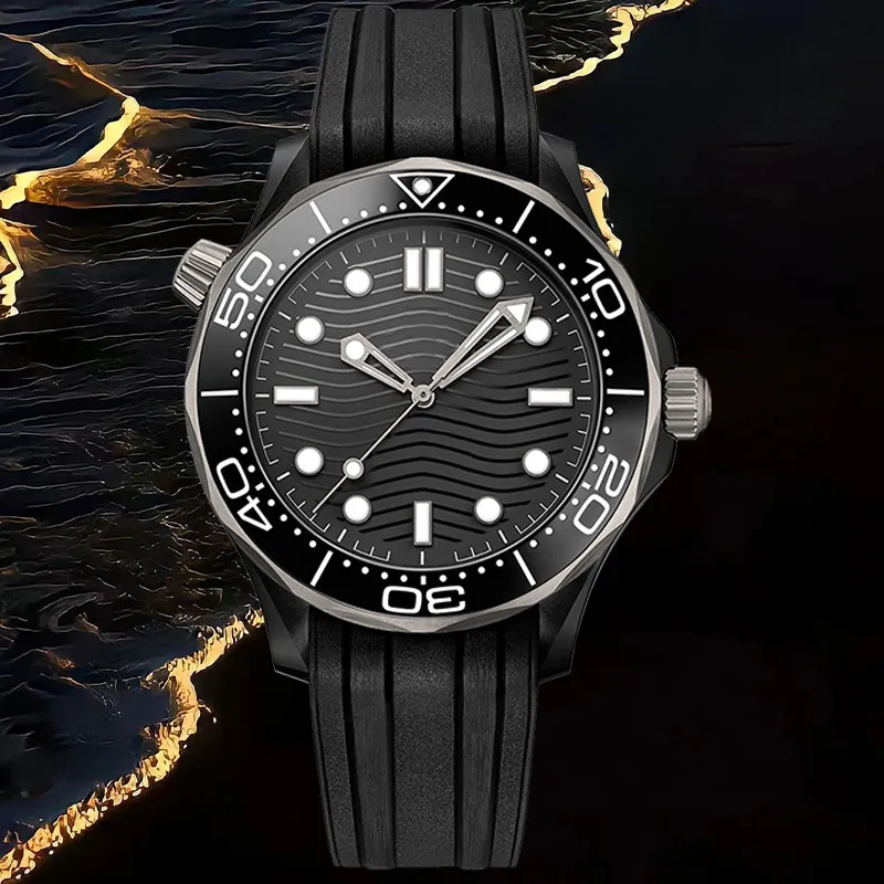 Mens AAA Högkvalitativ OMG Diving 41mm svart urtavla Bioceramisk Bezel Waterproof Sapphire Luminous Rubber Strap Fashion Accessories Sports Watch Dhgate