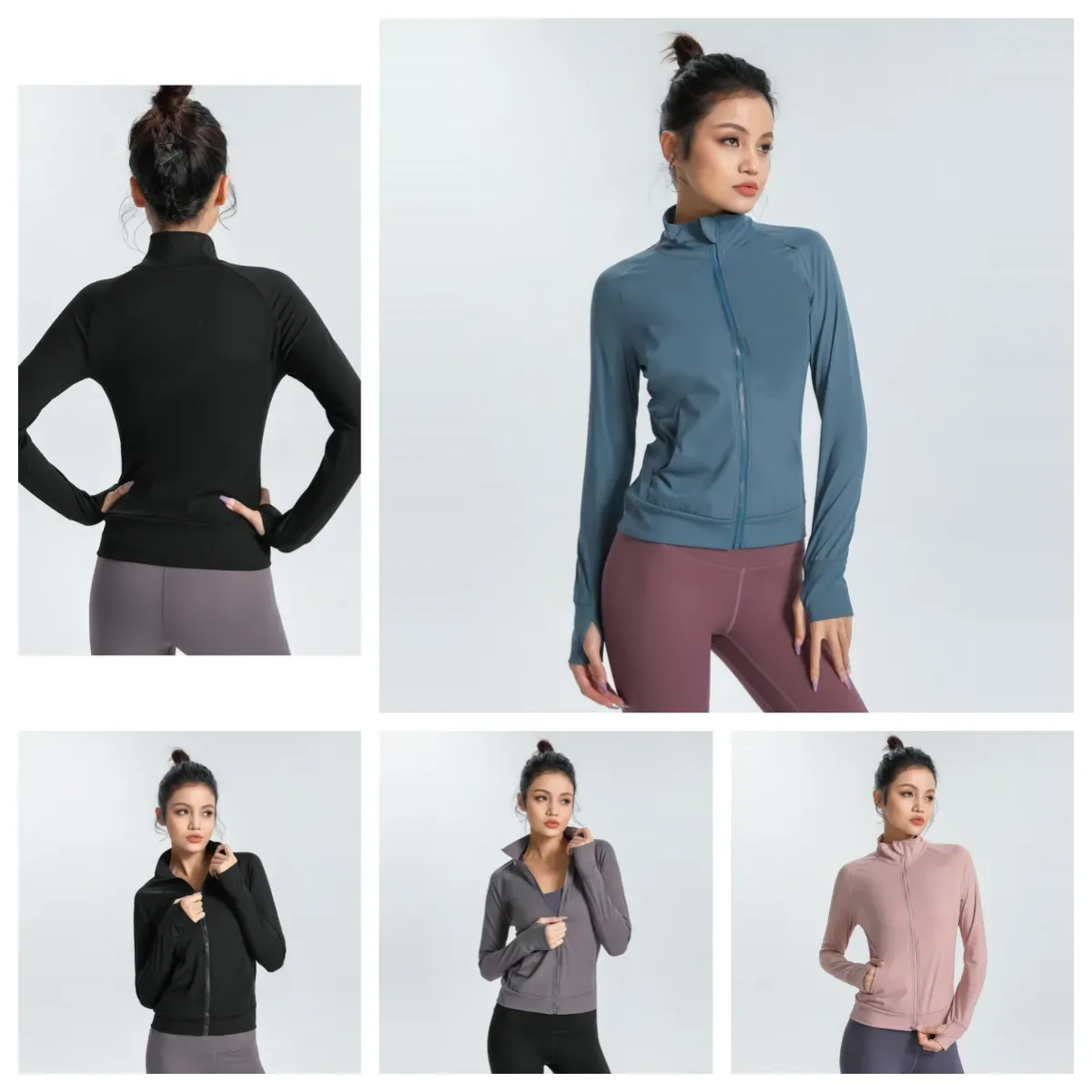 Nouveau haut de mode vente chaude vestes d'entraînement pour femmes veste de course légère veste de course à glissière complète hauts vêtements de sport avec trous pour le pouce BJ