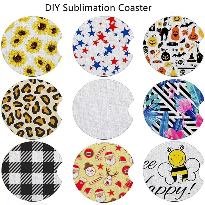 Sublimation Cup Coasters Blanks for DIY Crafts Car Cup Coasters Pads Painting Project Sublimation Accessories