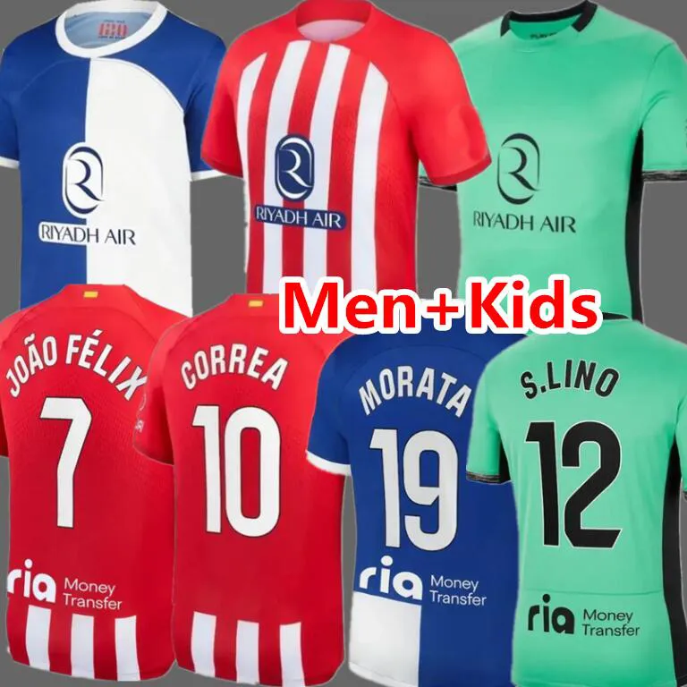 23 24 Maillots de football MEMPHIS 2023 M. LLORENTE Correa camiseta maillots de football enfants GRIEZMANN R. DE PAUL CARRASCO 120e anniversaire Atletico MadridS JOAO FELIX