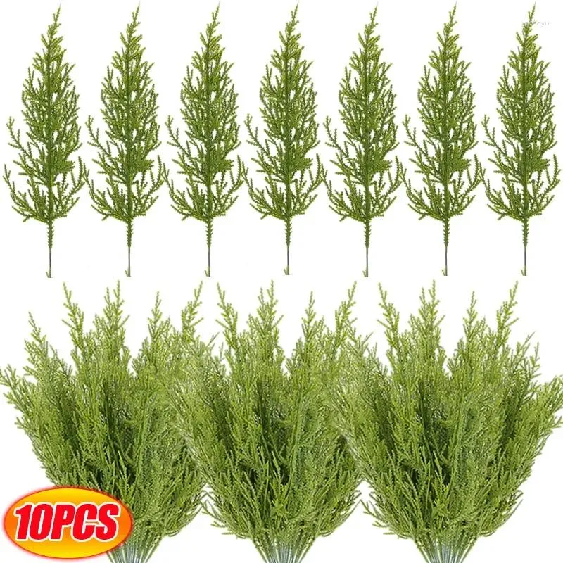 Decorative Flowers 1-10PCS Christmas Artificial Pine Needles Branch Xmas Tree Wreath Green Fake Plant For Home Decor Wedding Bouquet DIY