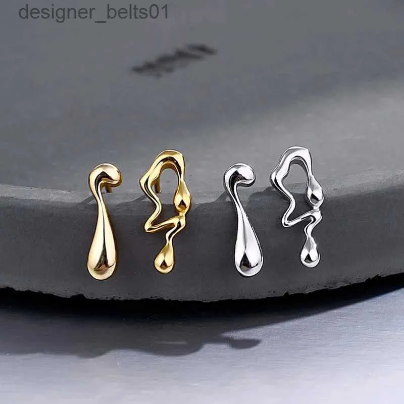 Dangle Chandelier Fashion Sliver Color Asymmetrical Water Drop Earrings for Woman Retro Punk Hip Hop Metal Geometric Irregular Earrings JewelryL231219