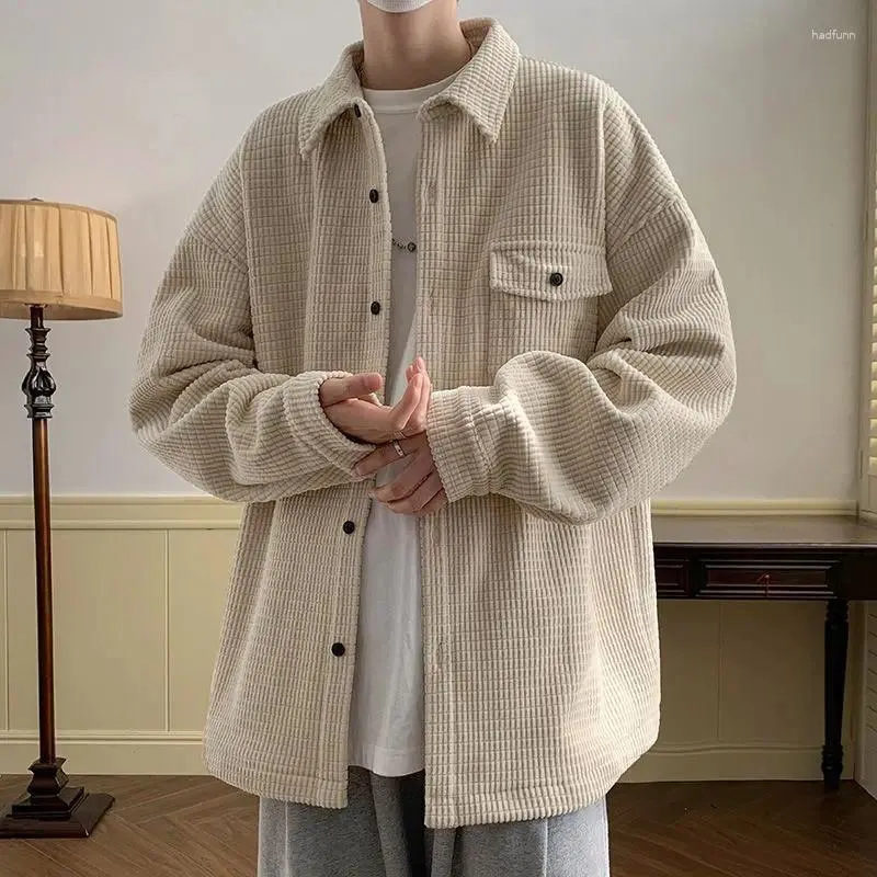 Sweats à capuche pour hommes à la mode coréenne simplicité rétro velours côtelé hommes sweat à capuche américain Y2k chaud lâche Harajuku Couple Super Dalian haut