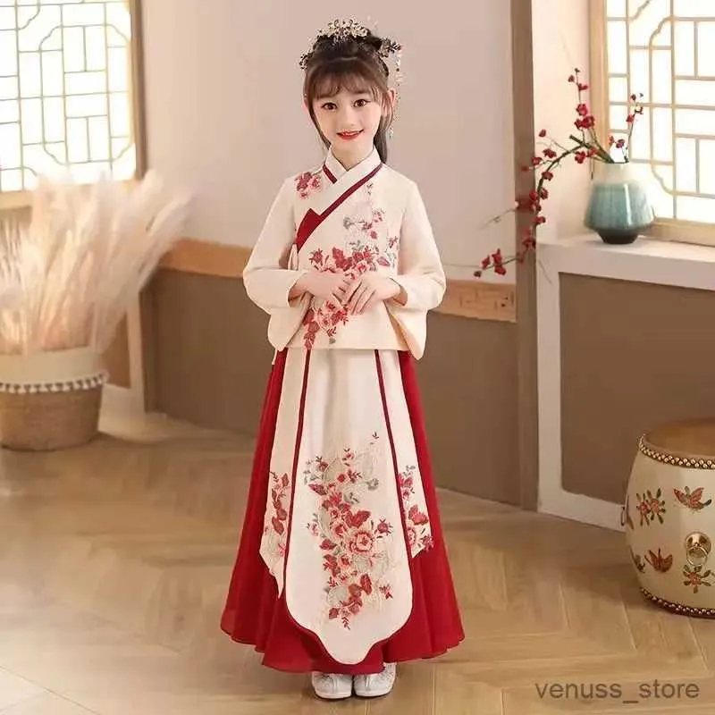 Robes de fille 3-10-12T Robe de Noël pour enfants japonais et coréens Kimono pour filles Chinois traditionnel vintage ethnique costume de danse ancienne