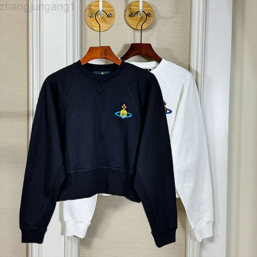 Designer Viviene Westwoods Sweat à capuche Viviennewestwood Empress Dowager Saturn Brodé Lâche Manches Raglan Col Rond Pull Pull