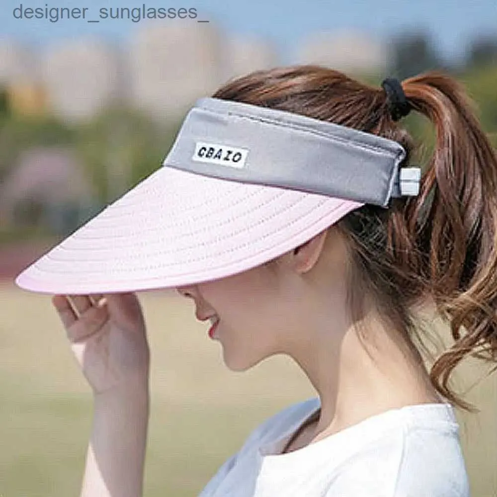 Visors 2023 New Simple Women Summer Sun Visor Wide Brim Hat Beach Hat Sunhat La Sunscreen hat UV Protection Female C AdjustableL231219