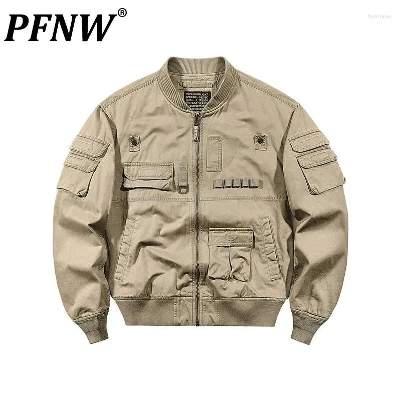 Men's Jackets PFNW Heavy Weight Cotton Flight Jacket Tide American Retro Spring Autumn Loose Pocket Workwear Tactical Coat 12Z6563