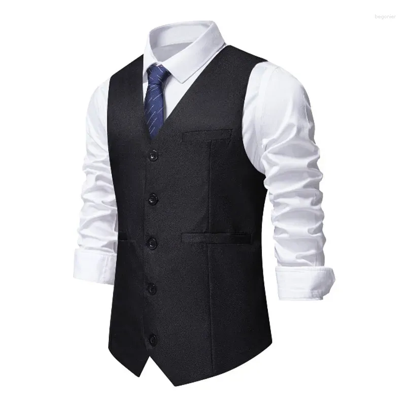 Gilet da uomo Plus Gilet da uomo Quattro stagioni Elegante Casual Nero Bianco Rosso Scollo a V Abito da lavoro Abito da sposa Gilet da damigella d'onore