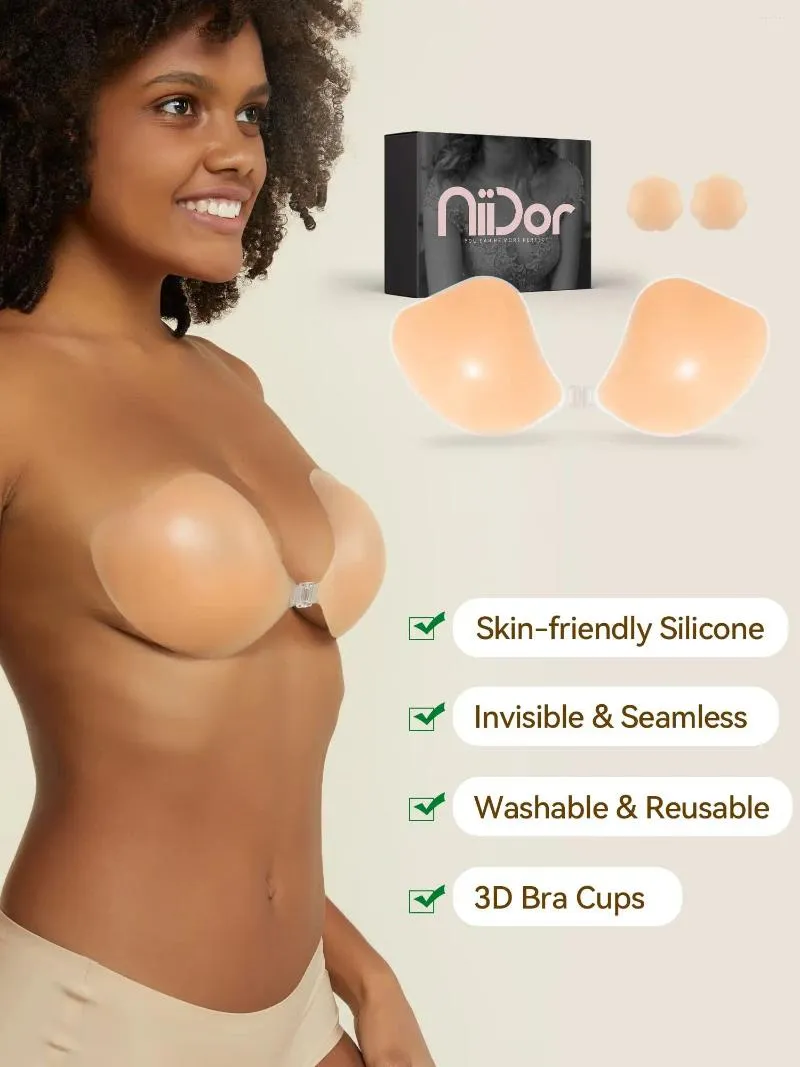 Niidor Adhesive Strapless Sticky Invisible Push up Wing-Shape