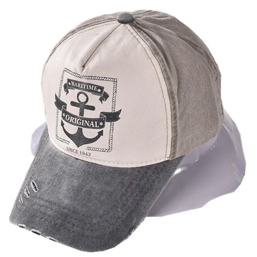 Pirate Ships Anchor Printing Baseball Cap Multicolor Vintage Hat Washed Canvas Caps Justerbara hiphophattar för män och kvinnor2974