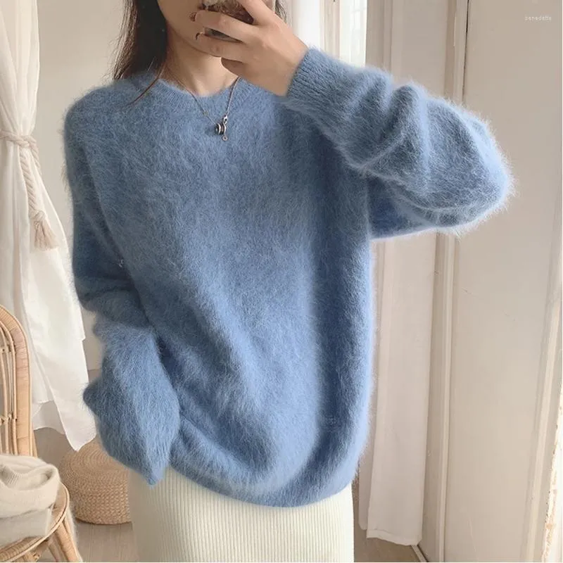 Women's Sweaters 46 Colors Real Mink Cashmere Tops Women Soft Keep Warm Pullovers Factory Drop Sweater Wsr908