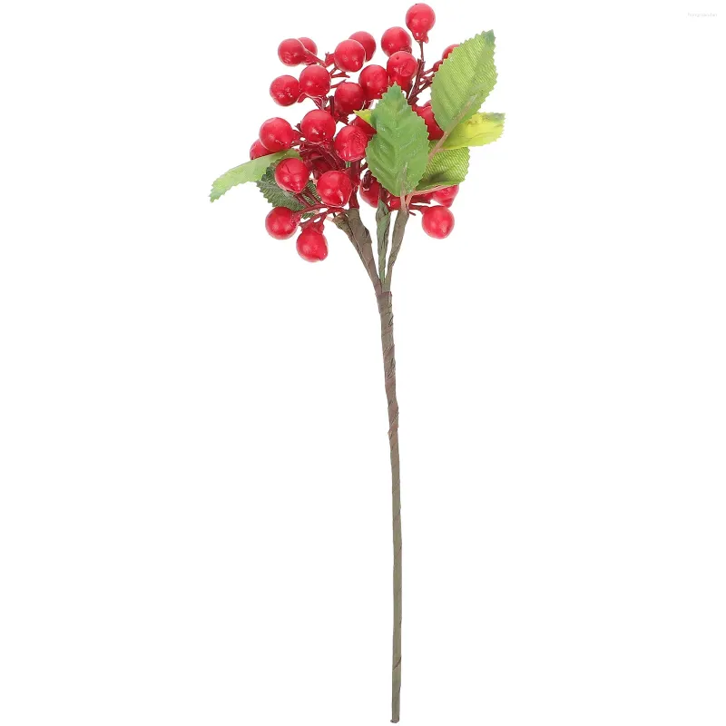 Flores decorativas 7 ramas de bayas artificiales de Navidad tallos de bayas de acebo guirnalda de bricolaje decoración del adorno del hogar (tamaño 1)