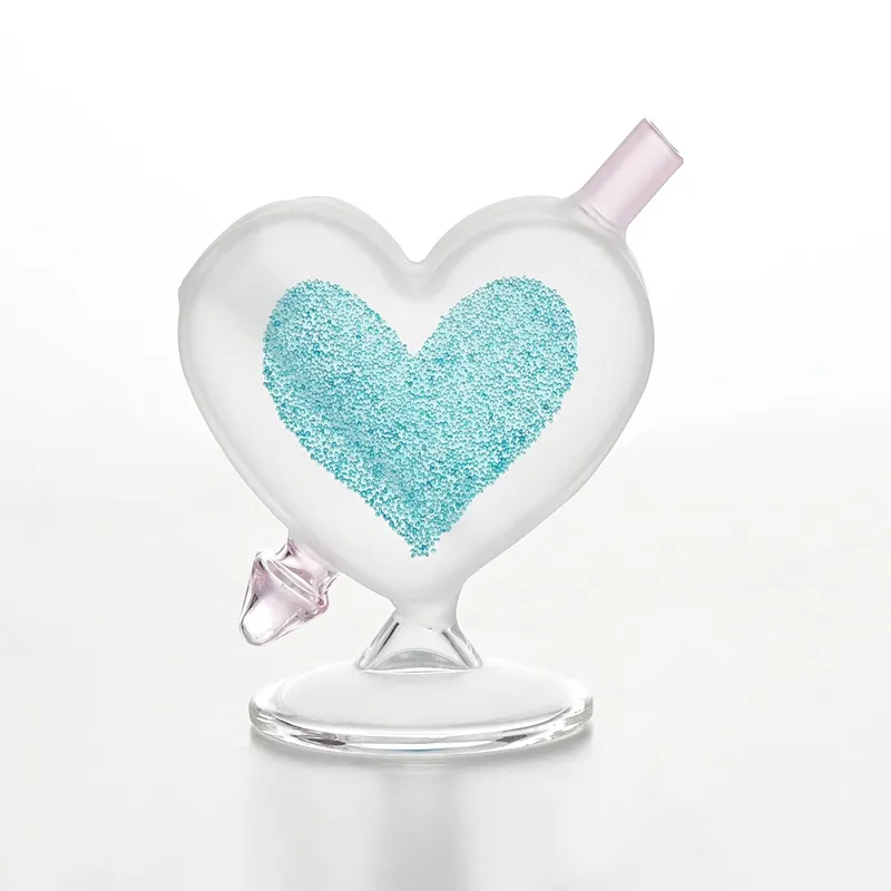 Sparkling Heart Bong Lover Shape Hookahs Heart Traveler Water Pipe with Colorful design Come with Smoking Bowl