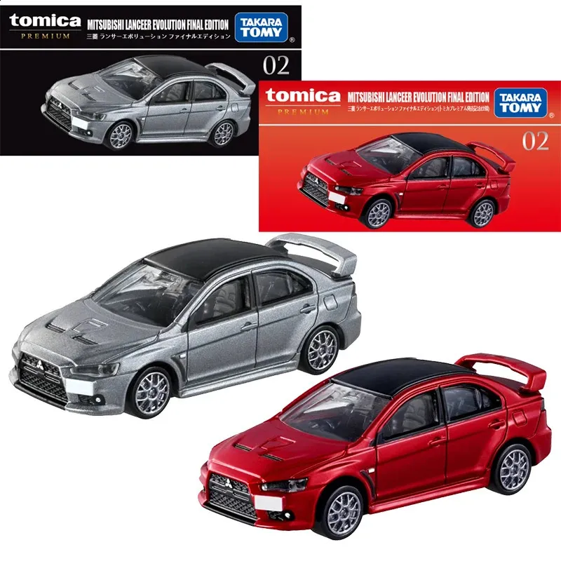 Elektrische RC Auto Tomy Tomica Premium 02 Lancer Evolution Final Edition Legering Voertuig Diecast Metaal Model Kinderen Speelgoed Jongens 231218