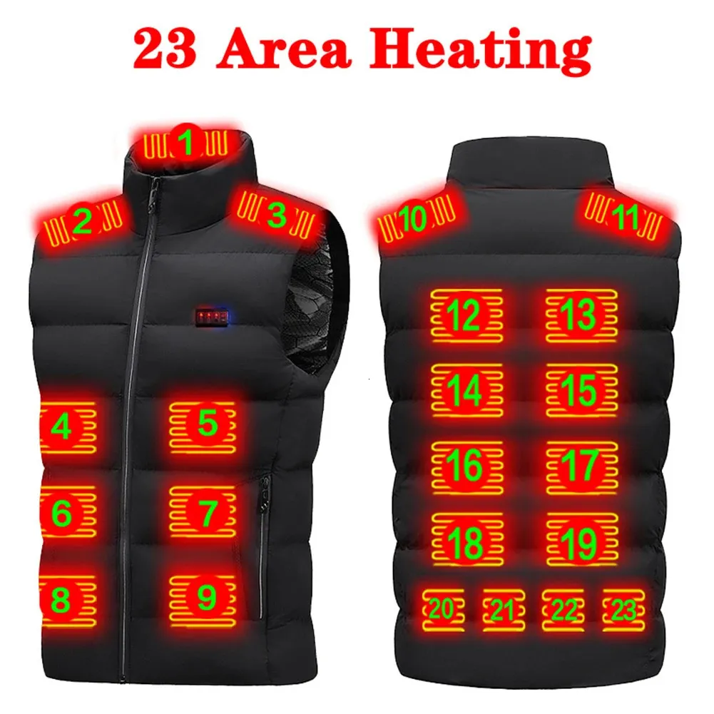 Men's Vests Unisex Warm Heated Vest Lightweight Electric Heating Gilet 23 Zone USB Charging for Outdoor Camping Hiking 231218