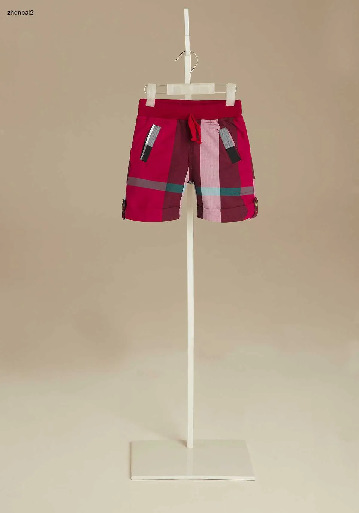 Short de luxe pour bébé, vêtements d'été de marque pour enfants, taille 80 à 120, imprimé à carreaux multicolores, demi-pantalon pour filles et garçons, Dec05