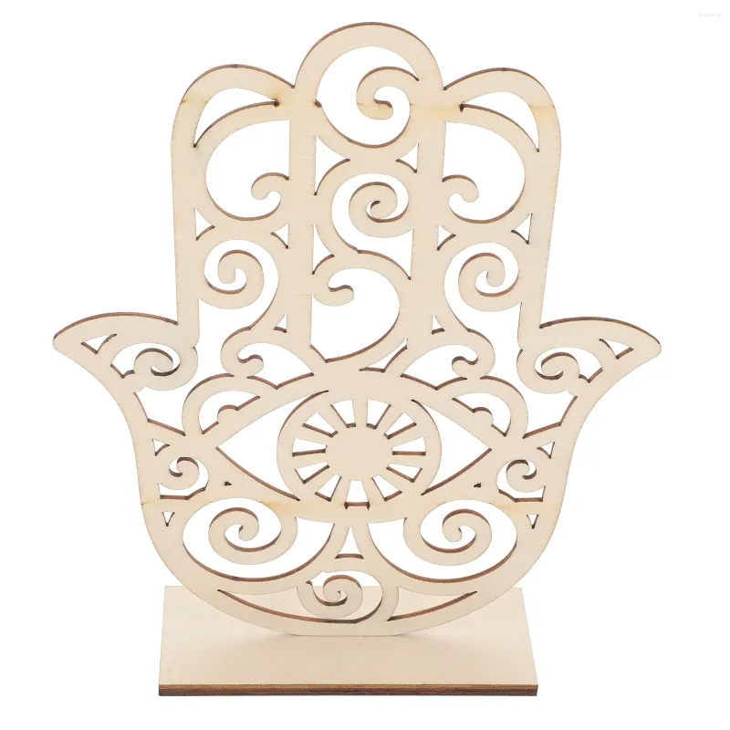Candle Holders Household Office Sculpture Decor Hamsa Hand Ornament Wooden Tea Lights Holder