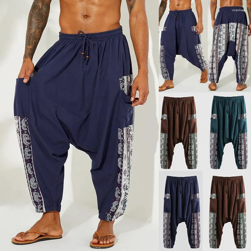 Men's Pants Ethnic Casual Printed Knickerbockers Style Bloomers