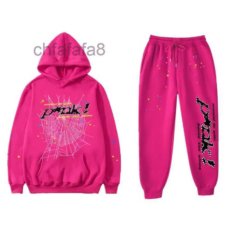 2023 Pink SP5DER 555555 HOUDIE Män kvinnor högkvalitativa ängelnummer smördeggrafik spindel web sweatshirts storlek s/m/l/xl 6hsx