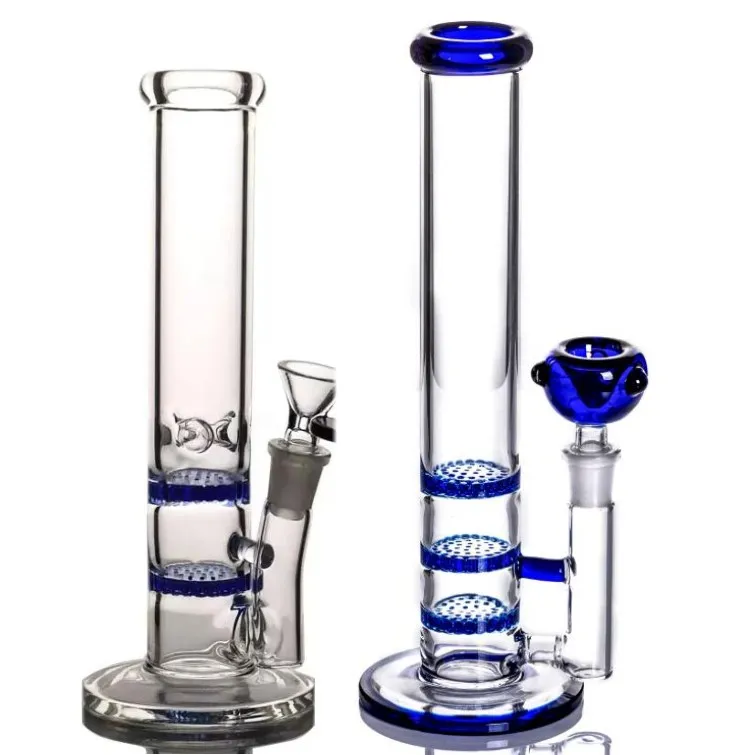 11 Inch Heady Glass Colorful Bong Triple Percolater Glass Water Bongs Oil Dab Rigs Water Pipes 14mm Joint With Bowl In Stock