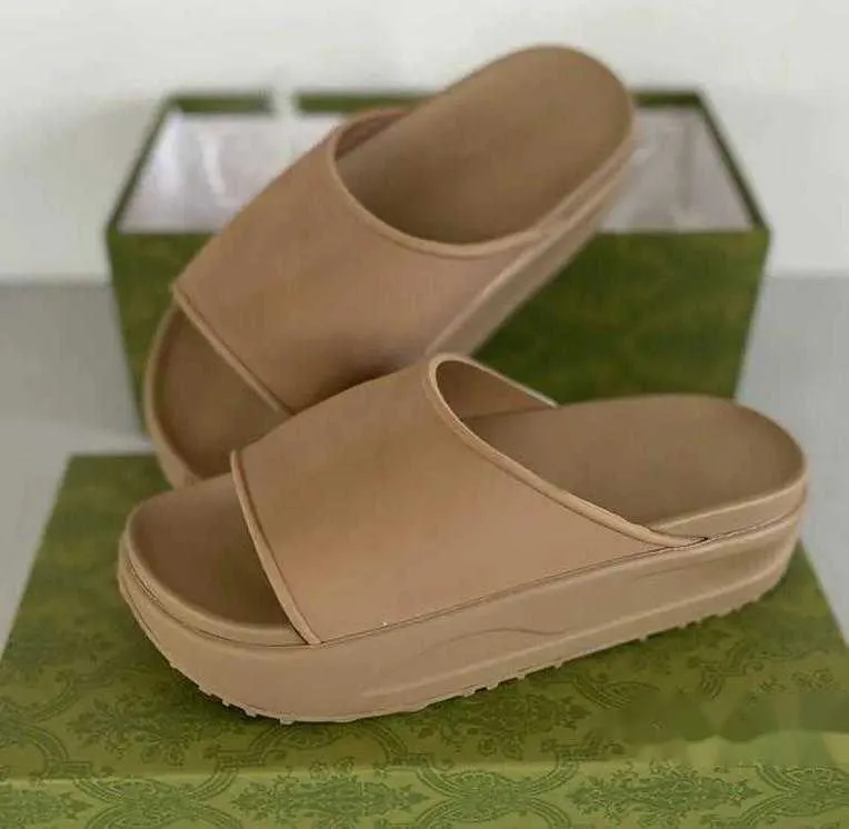 Designer de moda homens plataforma sandália de borracha slide couro mulheres vestido cunhas chinelo de praia