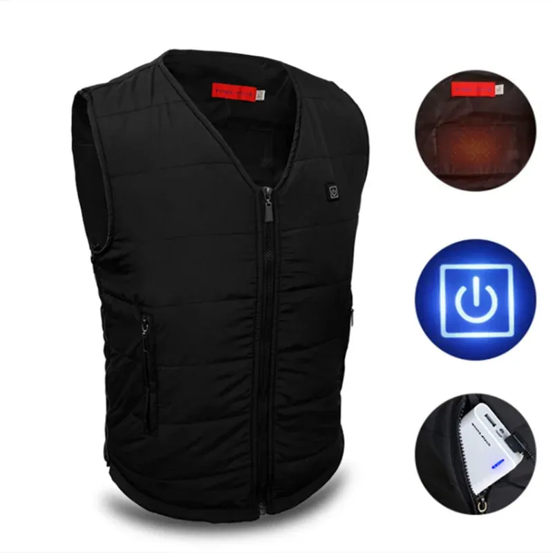 Men's Vests Heated vest men and women USB rechargeable electric portable body warmer suitable for outdoor camping hiking fishing and hunt 231218