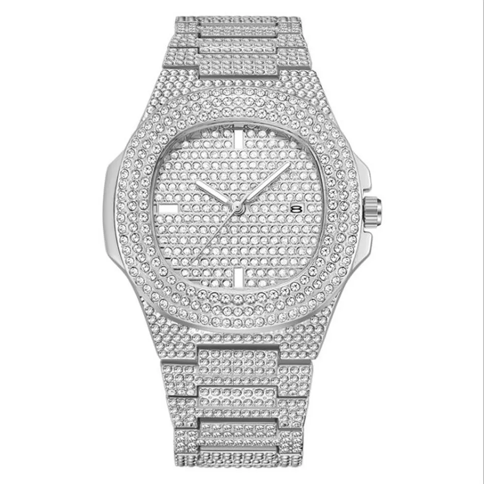 WLISTH Merk Datum Quartz cwp Heren Dameshorloges Volledig Kristal Diamant Lichtgevend Horloge Ovale Wijzerplaat Bling Prachtige Unisex Horloges266E