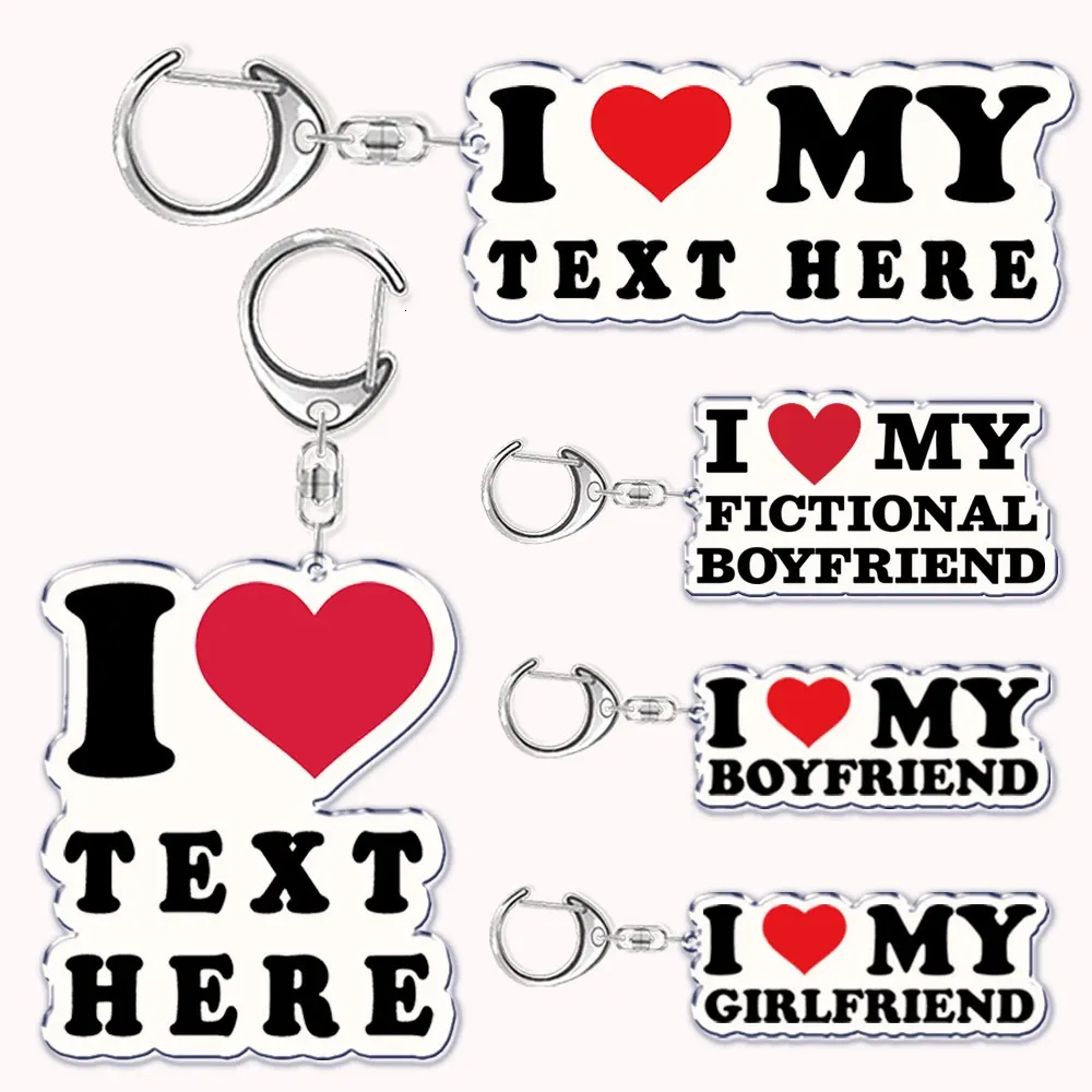 Bag Parts Accessories Custom I Love My Boyfriend Girlfriend Bf Gf Keychain for Wife Mom Dad Key Chain Ring Keychains Lovers Gifts 231219