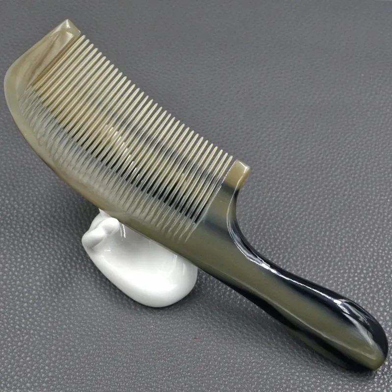 Hair Brushes 8.66 Inch Natural Yak Horn Round Handles Fine Tooth Comb Hair Straighter Comb Anti-Static Hair Massage Brush 231218